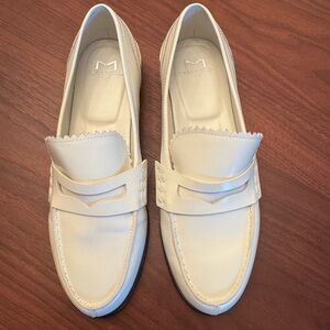 Marc Fisher LTD White Leather Penny Loafers- Size 7